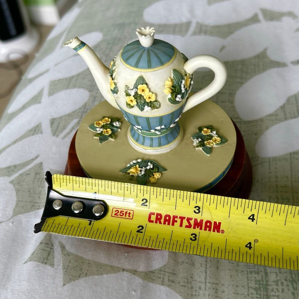 VTG Dainty Floral Elegant Teapot Kettle On Base Our American Unique Mini Decor - Picture 9 of 9